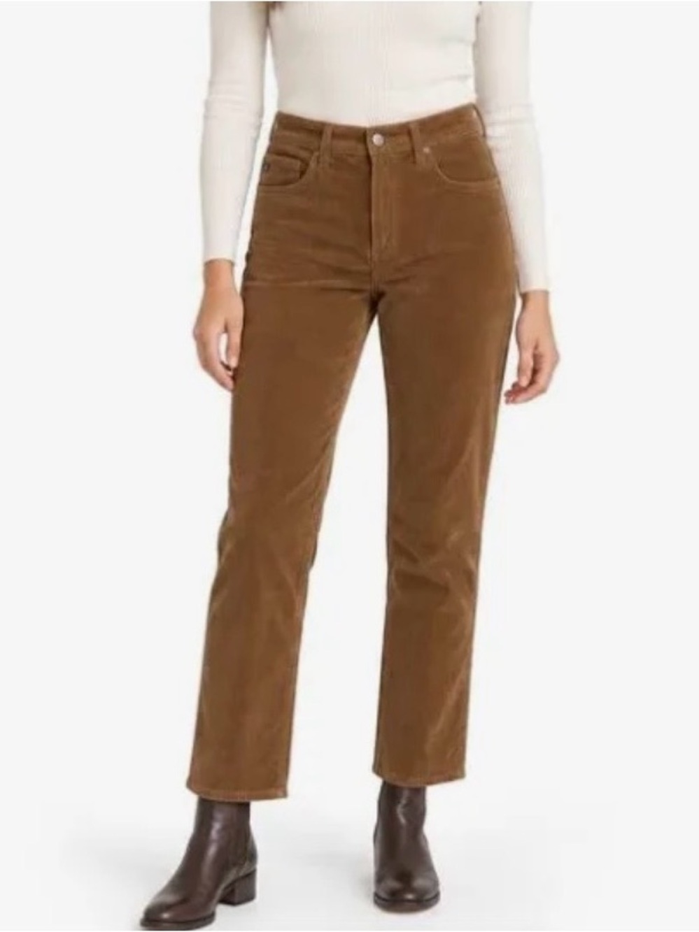 Ag Adriano Goldschmied Straight-Leg Corduroy Jeans in Brown